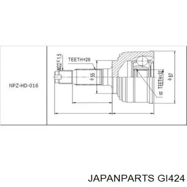 GI424 Japan Parts junta homocinética exterior delantera