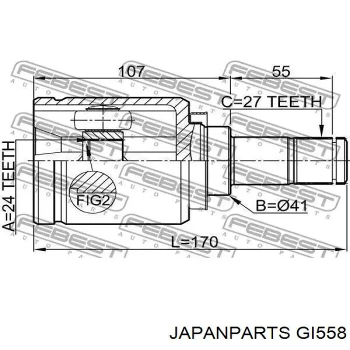 GI-558 Japan Parts junta homocinética exterior delantera