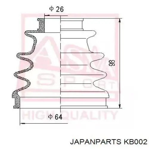 KB-002 Japan Parts fuelle, árbol de transmisión delantero exterior