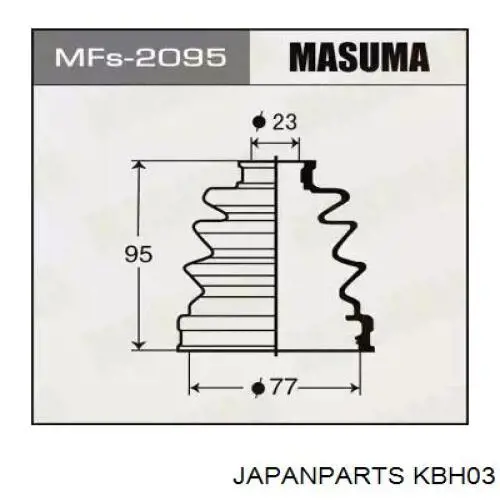 Fuelle, semieje delantero interior Japan Parts KBH03