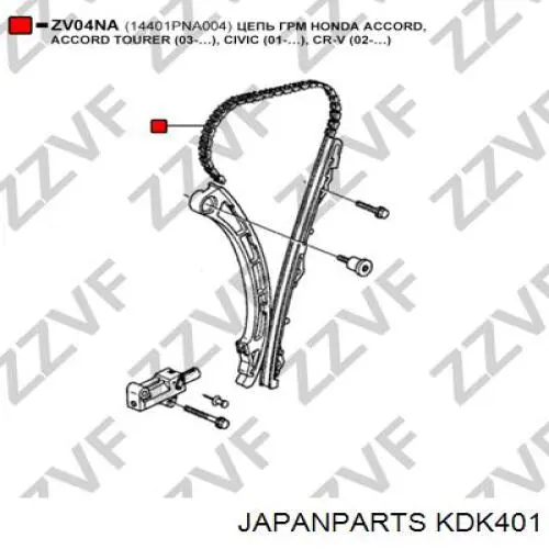 Kit de cadena de distribución KDK401 Japan Parts