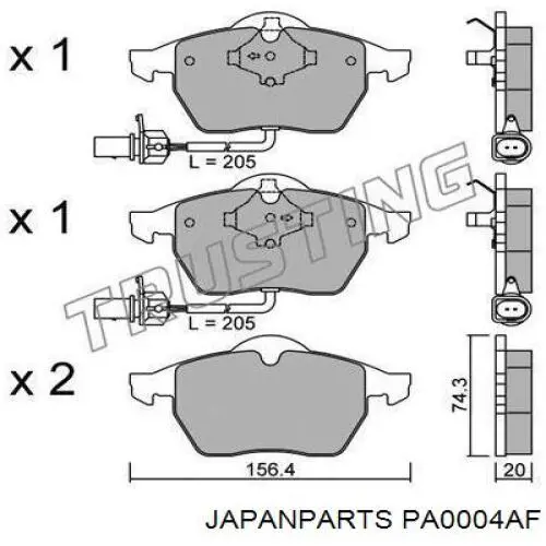 PA-0004AF Japan Parts pastillas de freno delanteras