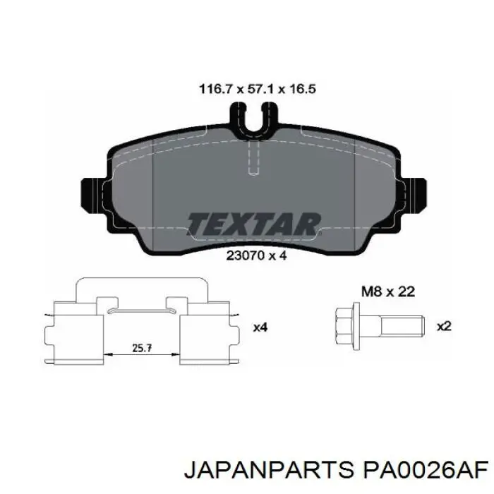 PA-0026AF Japan Parts pastillas de freno delanteras