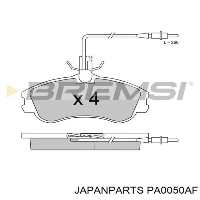 Pastillas de freno PA0050AF Japan Parts
