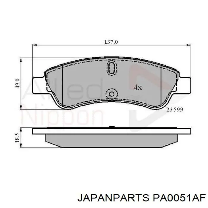 Pastillas de freno delanteras Japan Parts PA0051AF