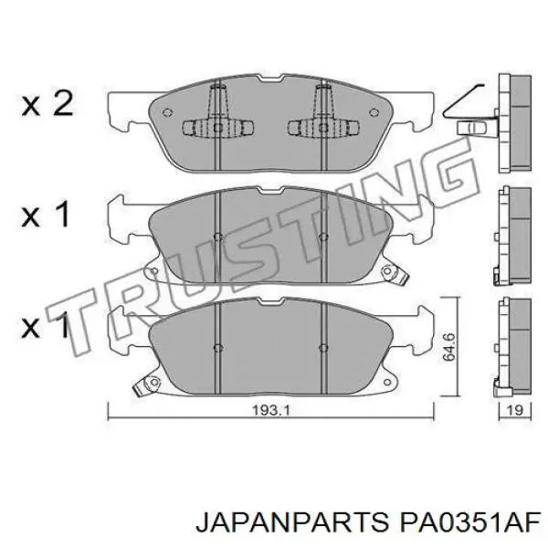 PA-0351AF Japan Parts pastillas de freno delanteras