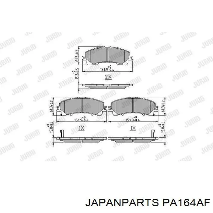 PA164AF Japan Parts pastillas de freno delanteras