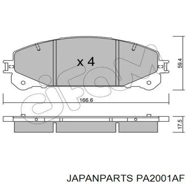 PA2001AF Japan Parts pastillas de freno delanteras