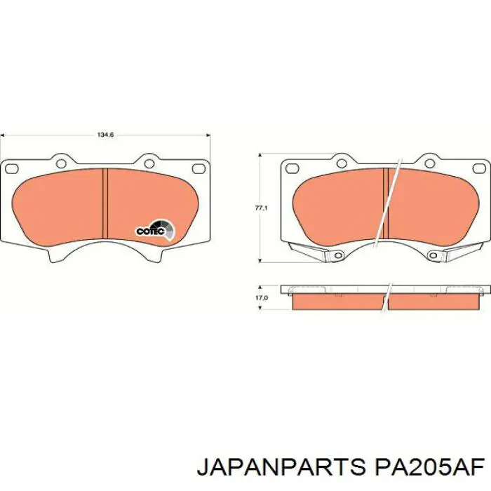 Comprar PA205AF Japan Parts Pastillas delanteras de freno