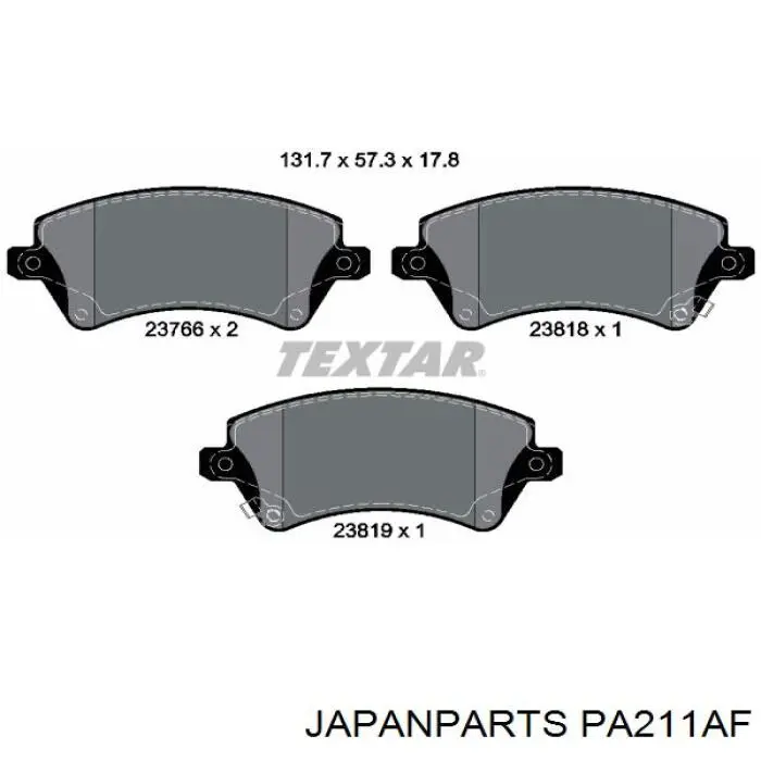 PA-211AF Japan Parts pastillas de freno delanteras