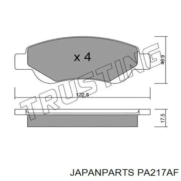 Comprar PA217AF Japan Parts Pastillas delanteras de freno