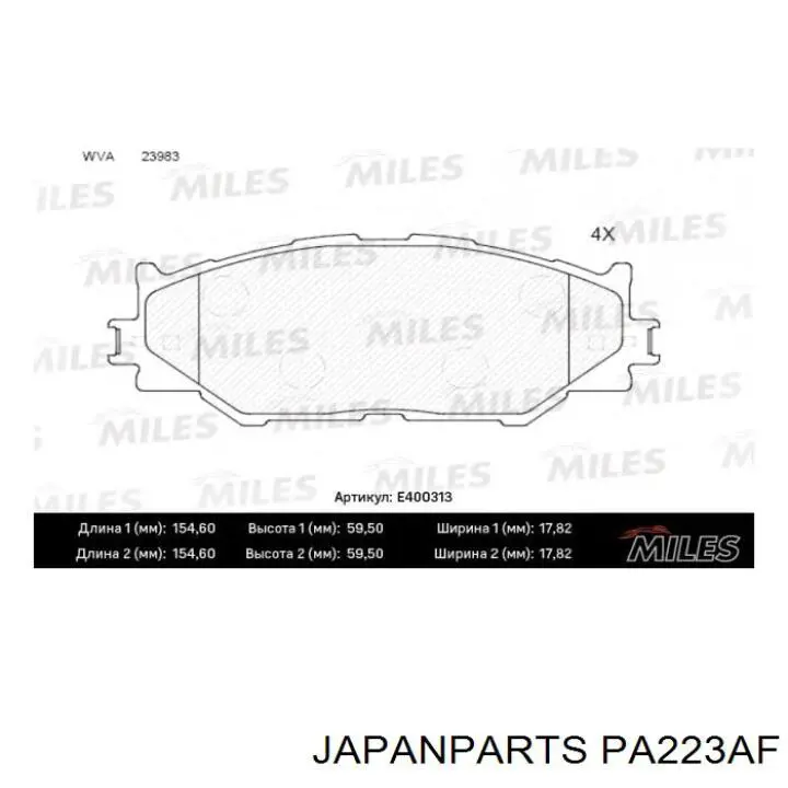Pastillas de freno PA223AF Japan Parts
