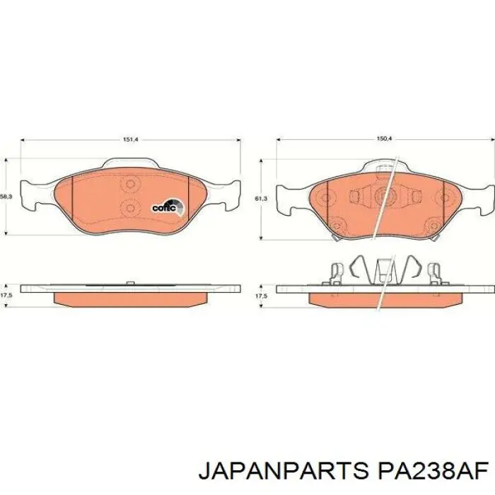 Pastillas de freno PA238AF Japan Parts