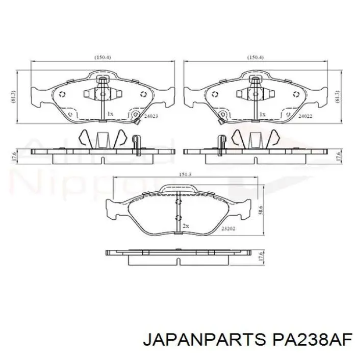 PA238AF Japan Parts Pastillas delanteras