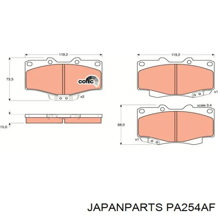 Pastillas freno delanteras Japan Parts PA254AF precio, desde 23,90 EUR