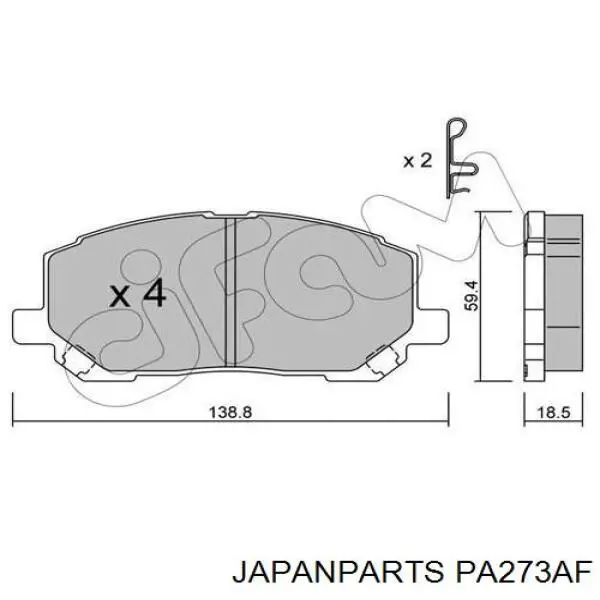 PA273AF Japan Parts pastillas de freno delanteras