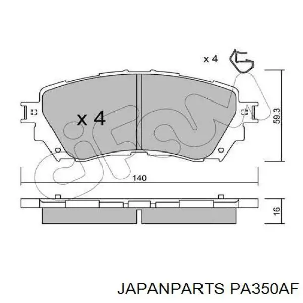 Comprar PA350AF Japan Parts Pastillas delanteras de freno