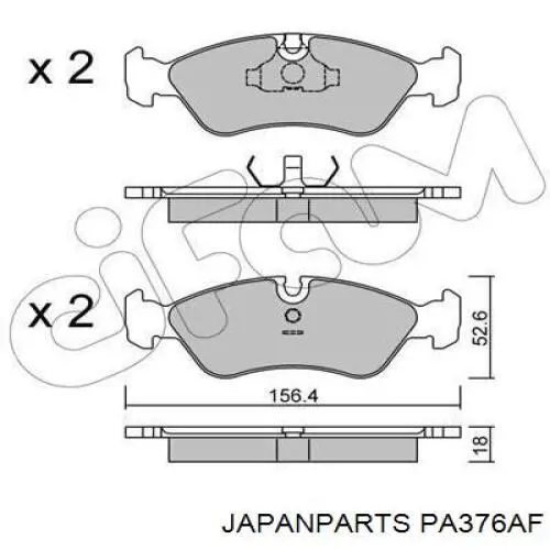 PA376AF Japan Parts pastillas de freno delanteras