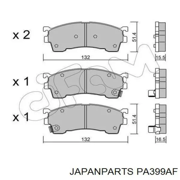 Pastillas de freno PA399AF Japan Parts