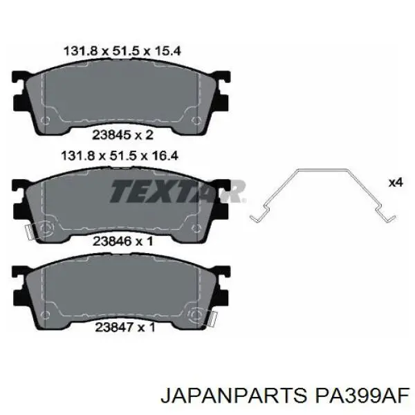 Pastillas freno delanteras Japan Parts PA399AF precio, desde 26,05 EUR