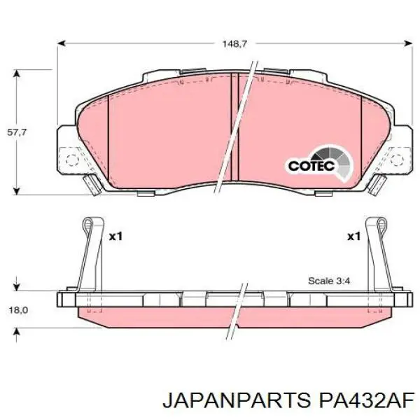 Comprar PA432AF Japan Parts Pastillas delanteras de freno