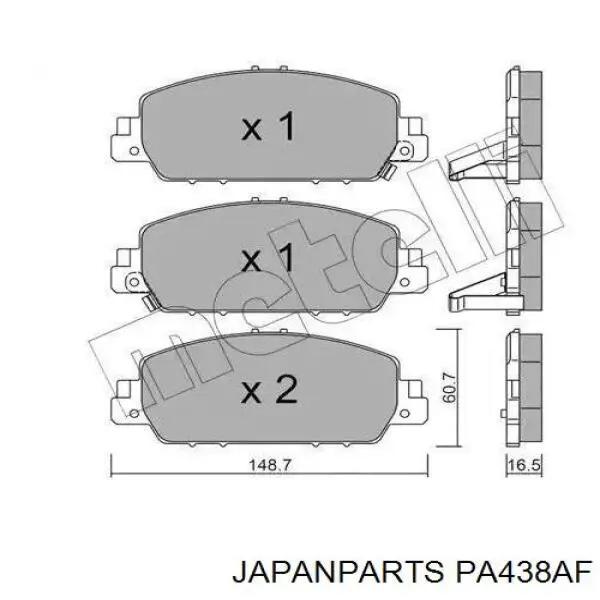 Comprar PA438AF Japan Parts Pastillas delanteras de freno