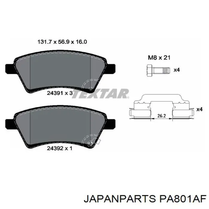 Pastillas freno delanteras Japan Parts PA801AF precio, desde 29,75 EUR