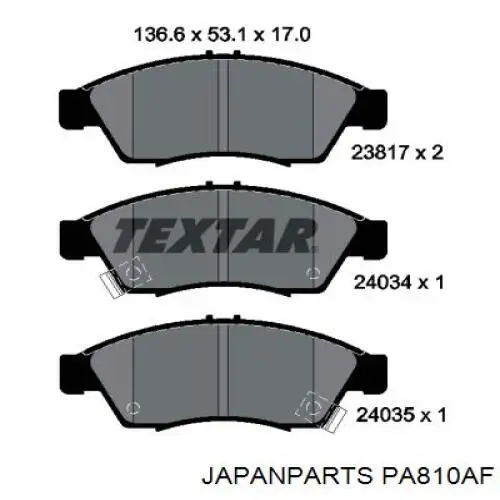 PA-810AF Japan Parts pastillas de freno delanteras