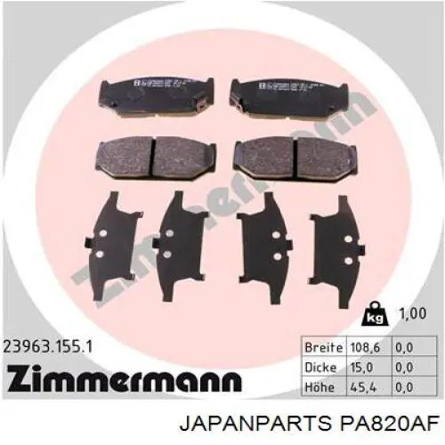 PA-820AF Japan Parts pastillas de freno delanteras