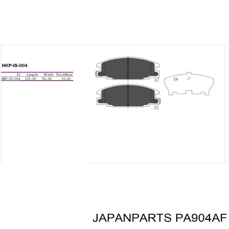 Comprar PA904AF Japan Parts Pastillas delanteras de freno