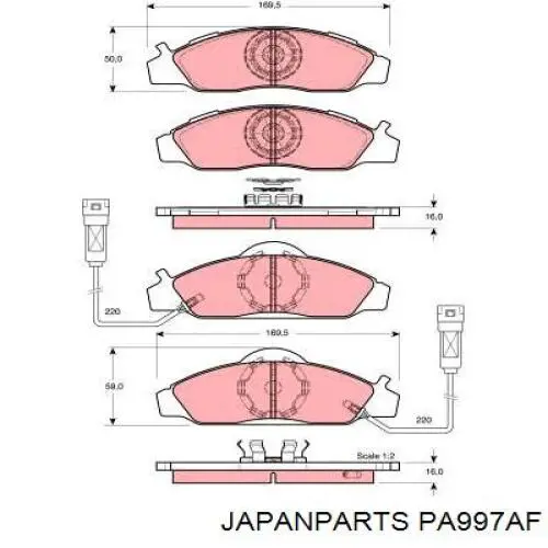 PA-997AF Japan Parts pastillas de freno delanteras