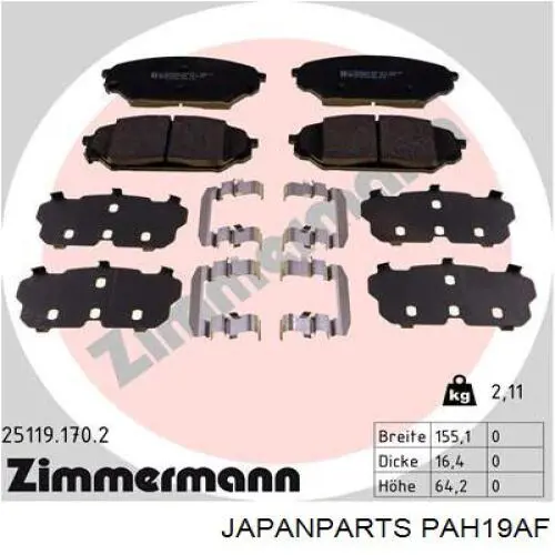 Pastillas freno delanteras Japan Parts PAH19AF precio, desde 42,57 EUR