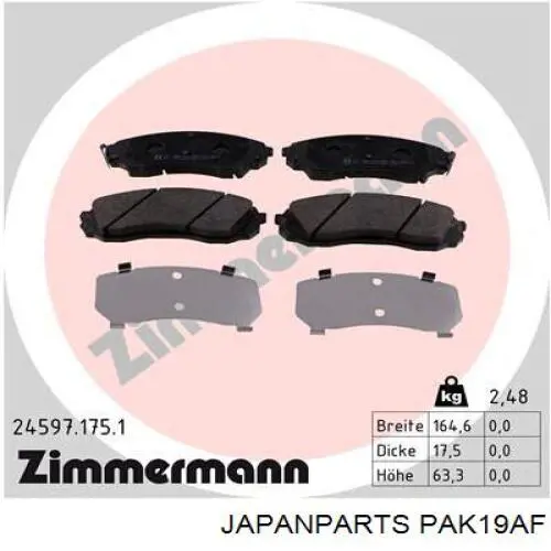Pastillas de freno PAK19AF Japan Parts