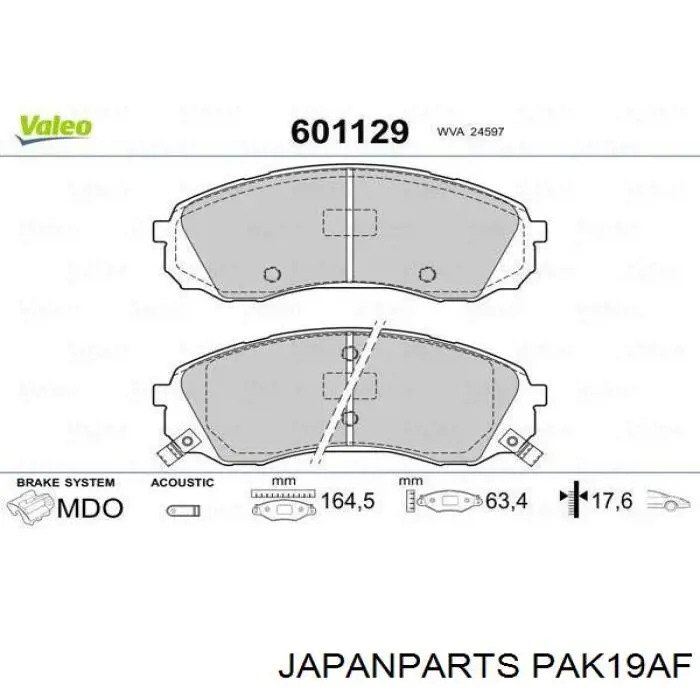 Pastillas de freno delanteras Japan Parts PAK19AF