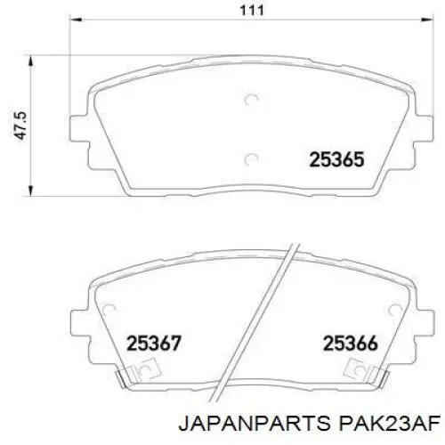 PA-K23AF Japan Parts pastillas de freno delanteras