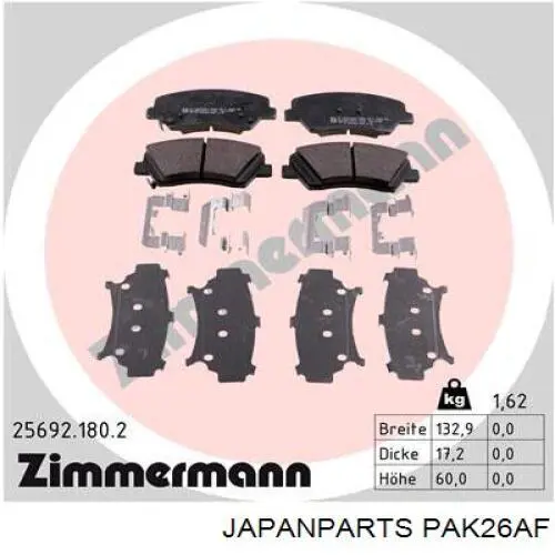 Pastillas de freno PAK26AF Japan Parts