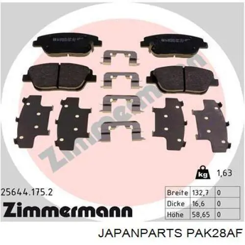 PAK28AF Japan Parts pastillas de freno delanteras