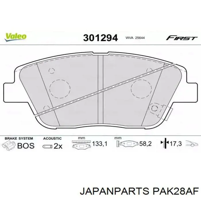 Comprar PAK28AF Japan Parts Pastillas delanteras de freno