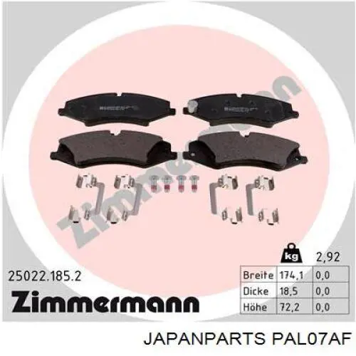 PA-L07AF Japan Parts pastillas de freno delanteras