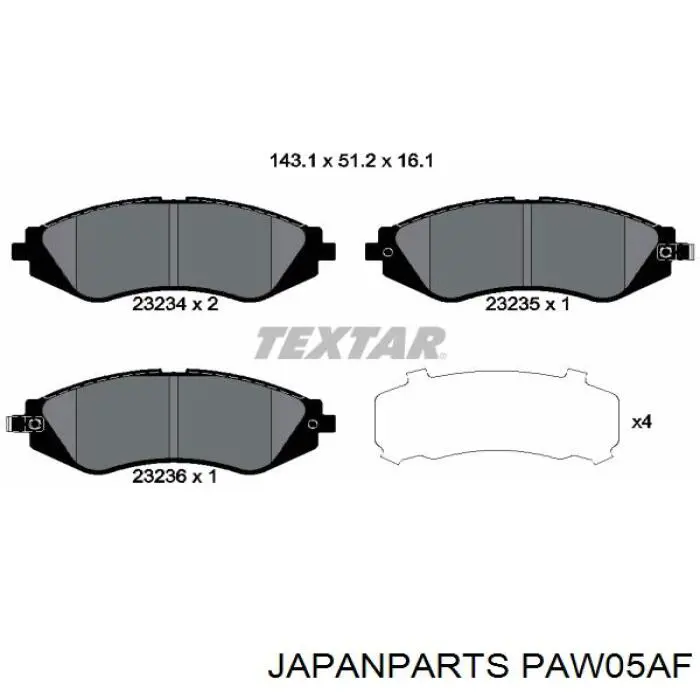 Pastillas freno delanteras Japan Parts PAW05AF precio, desde 47,97 EUR