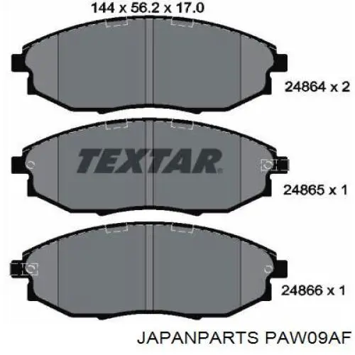 Comprar PAW09AF Japan Parts Pastillas delanteras de freno
