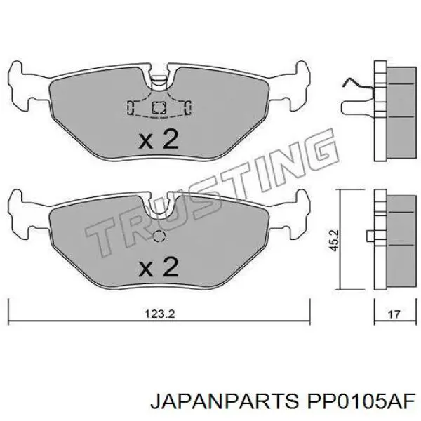 PP0105AF Japan Parts pastillas de freno traseras