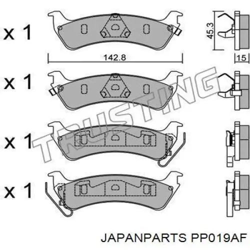 PP019AF Japan Parts pastillas de freno traseras