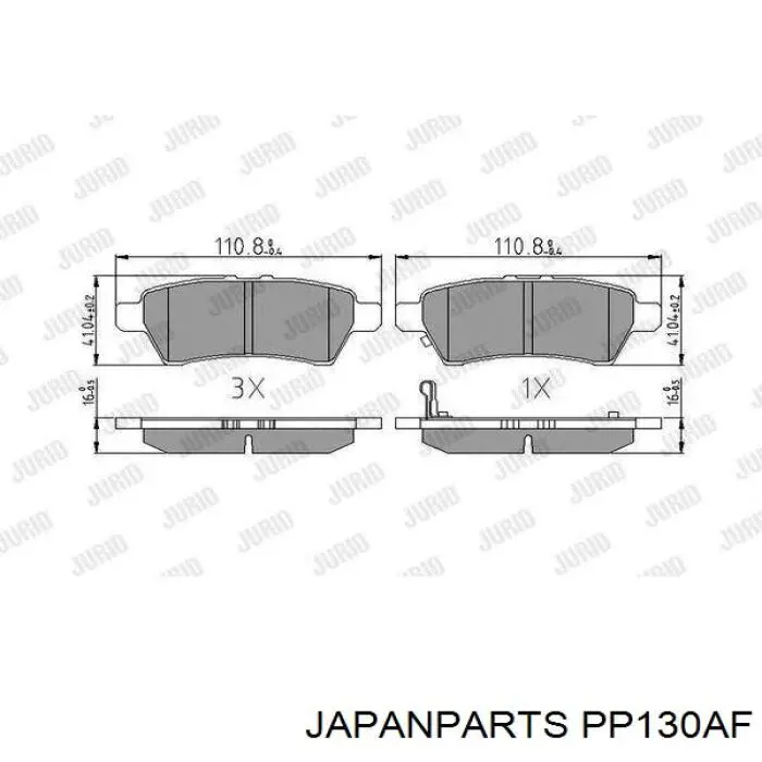 Pastillas de freno traseras PP130AF Japan Parts