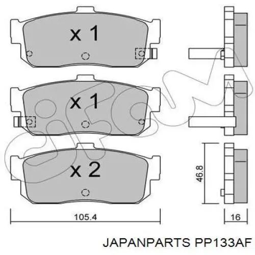 PP-133AF Japan Parts pastillas de freno traseras