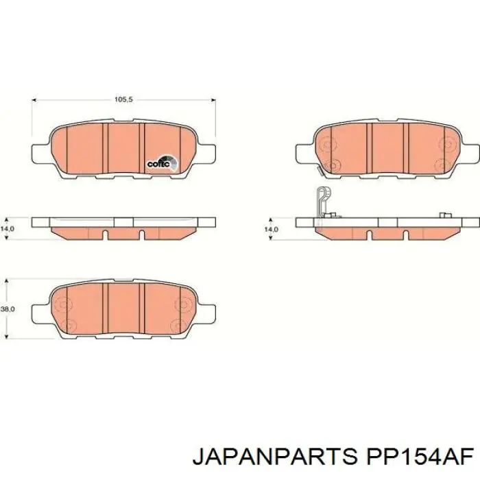 PP154AF Japan Parts Pastillas freno traseras