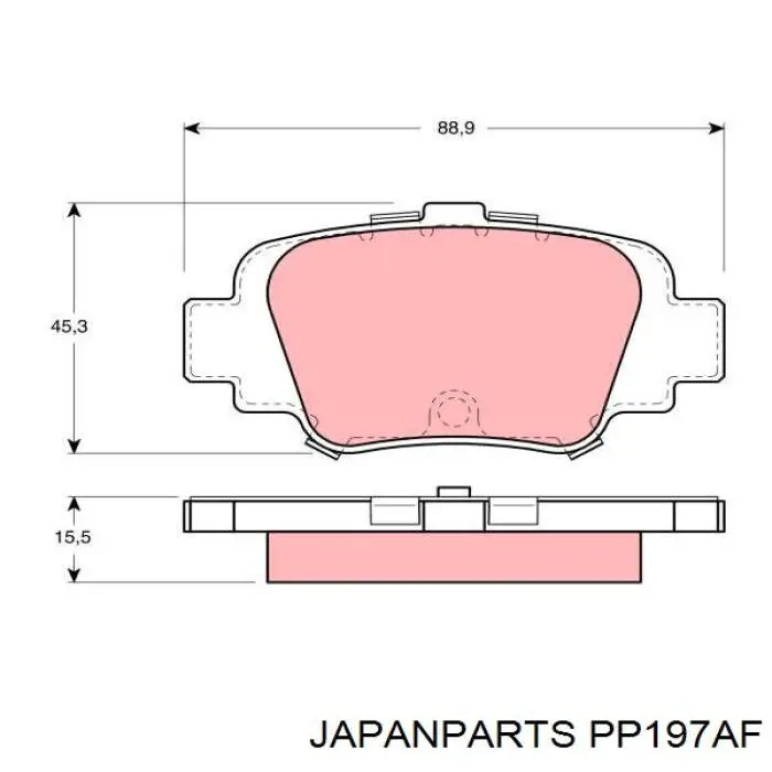 PP-197AF Japan Parts pastillas de freno traseras