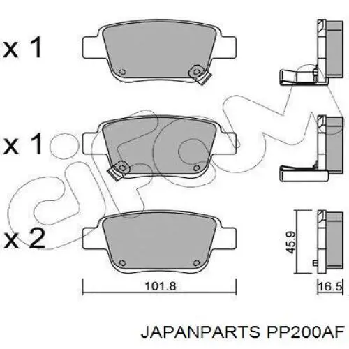 Comprar PP200AF Japan Parts Pastillas de freno traseras