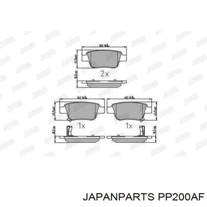 Pastillas de freno traseras PP200AF Japan Parts