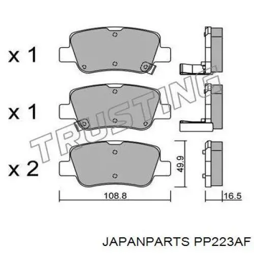Pastillas de freno traseras PP223AF Japan Parts